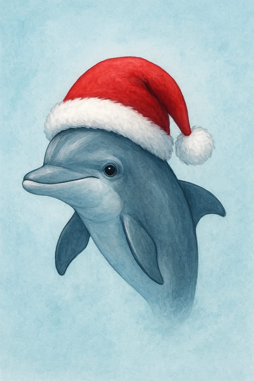 Delphin mit einer Weihnachtsmütze